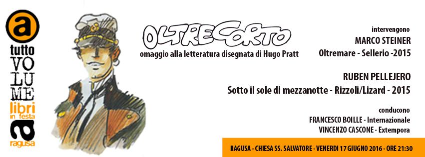 locandina dell'evento OltreCorto, omaggio a Hugo Pratt che si tiene a Ragusa