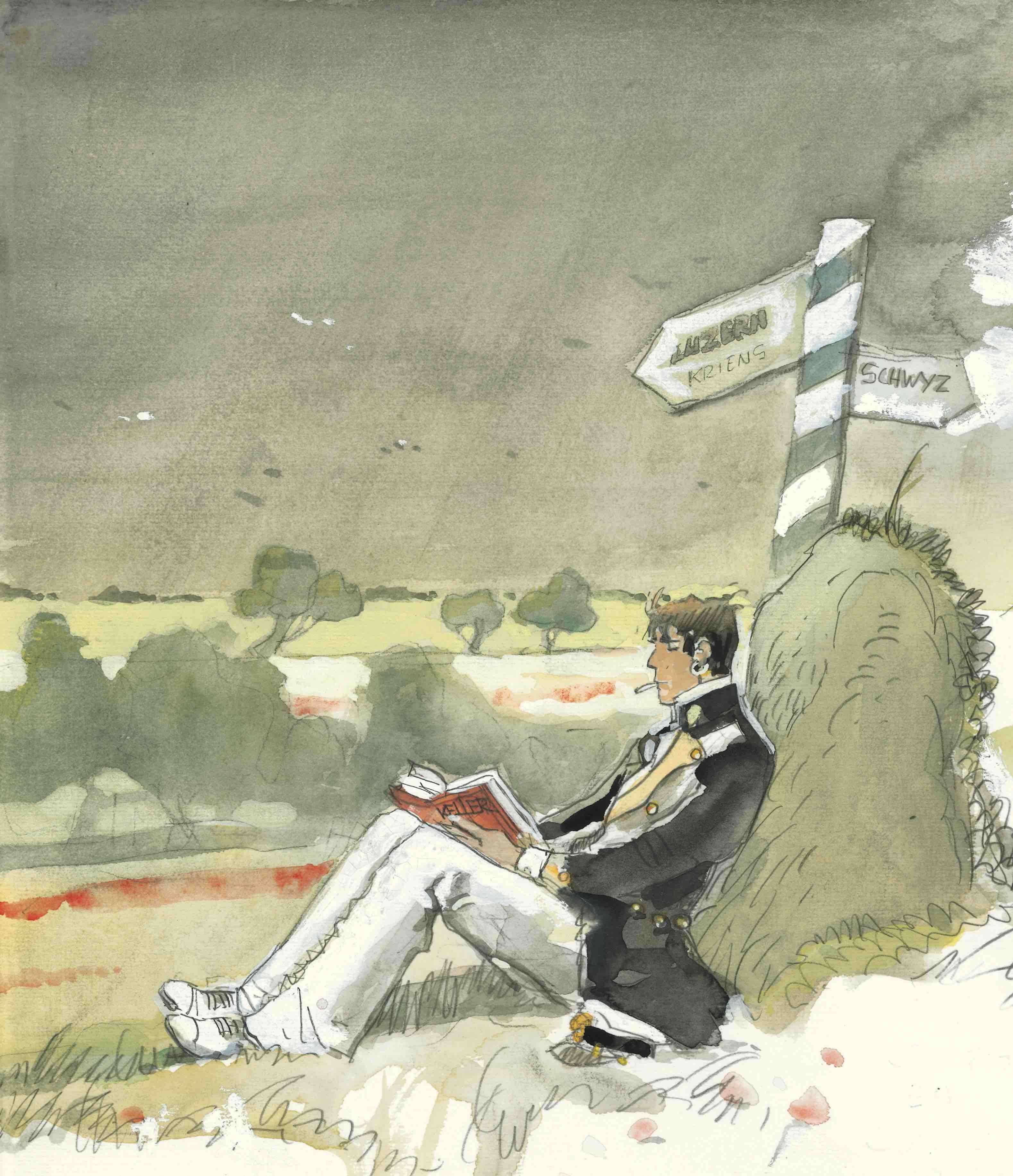 Luzern, Corto Maltese Le elvetiche_1991© Cong S.A., Svizzera, tutti i diritti riservati Pratt mostra Roma