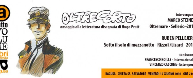 locandina dell'evento OltreCorto, omaggio a Hugo Pratt che si tiene a Ragusa